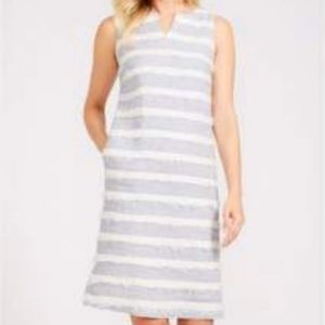 J. Mclaughlin Arroyo Fringe Striped Linen Dress SzXS